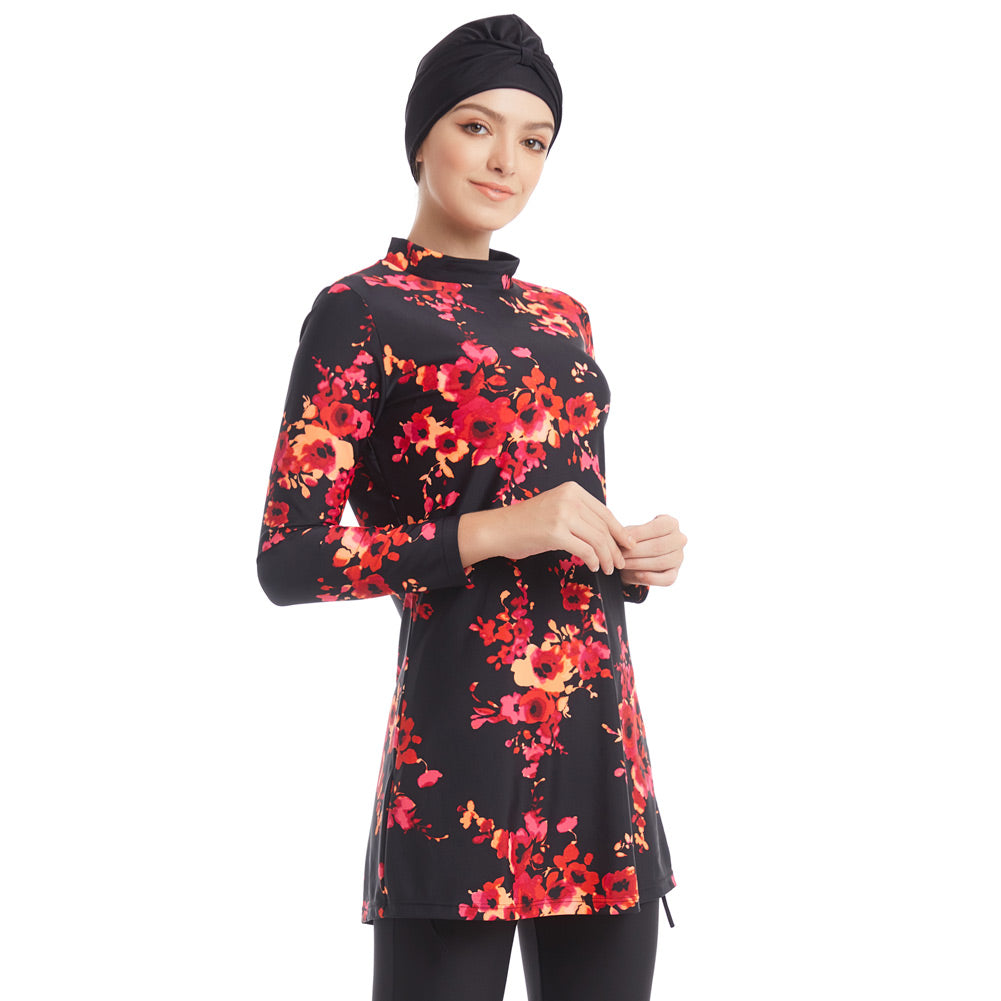 Plus size long sleeve swimsuit set by The Clothing Company Sydney, full coverage swimwear with three-piece design for women.