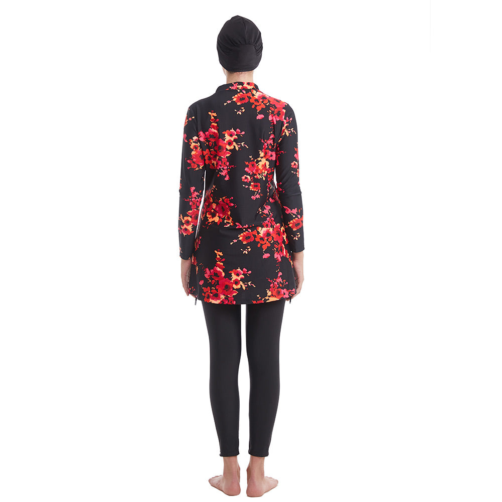 Plus size 3-piece swimsuit with long sleeves from The Clothing Company Sydney, offering full coverage for swimming and water activities.