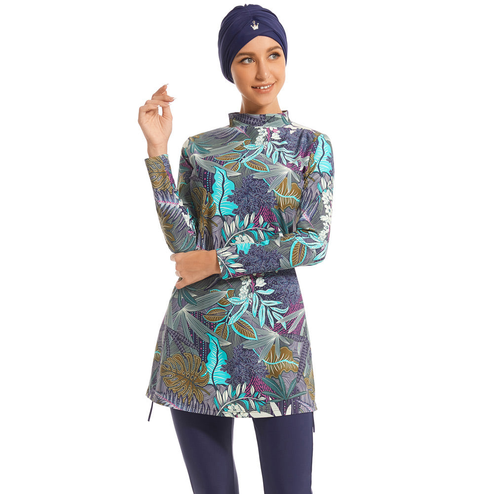 Plus size long sleeve swimsuit from The Clothing Company Sydney, full coverage swimwear with three-piece set for women.