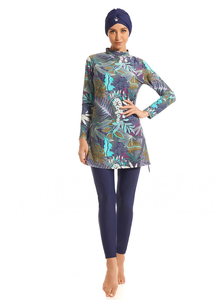 Plus size long sleeve swimsuit set by The Clothing Company Sydney, full coverage swimwear with three-piece design.