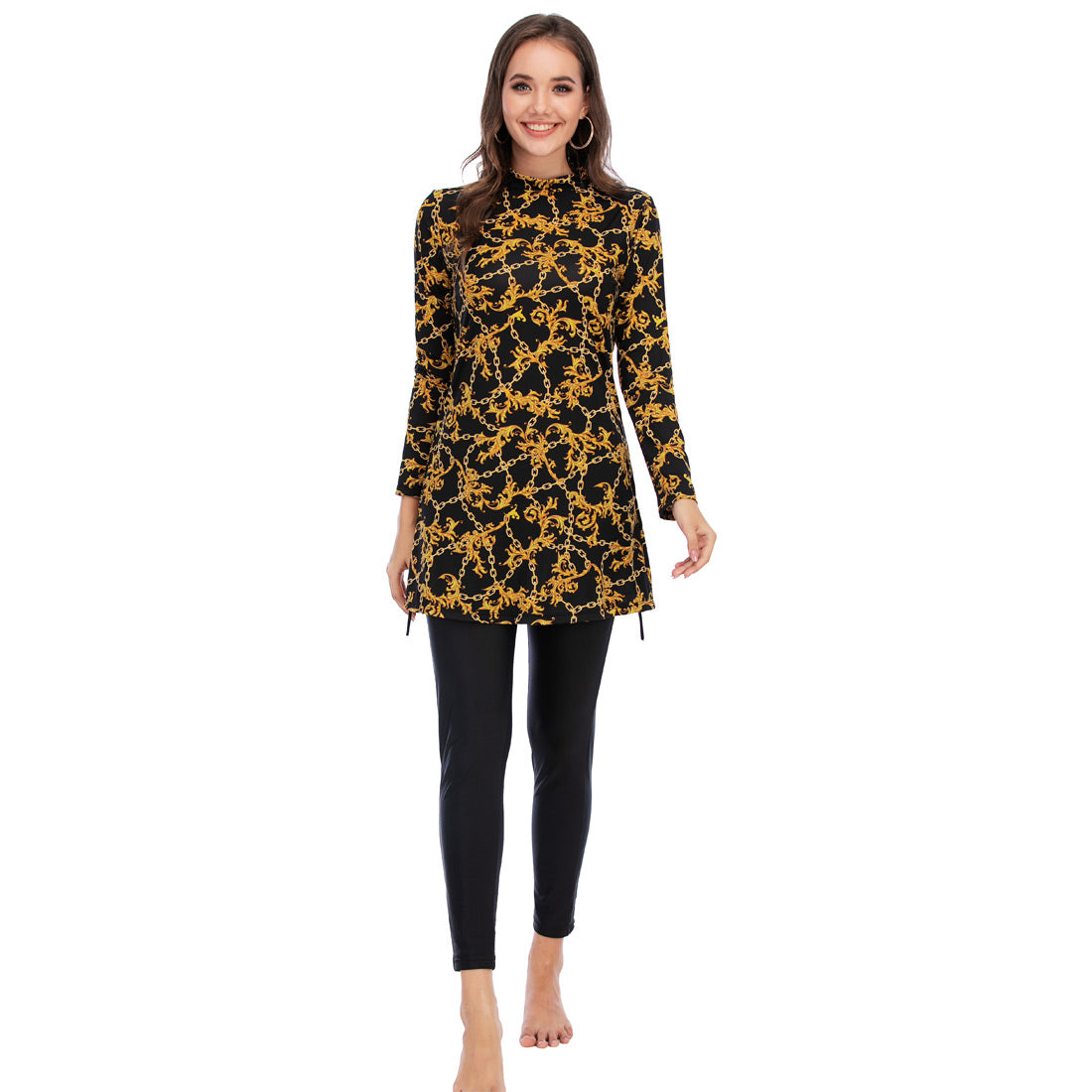Plus size long sleeve swimsuit set by The Clothing Company Sydney with full coverage and three-piece design.