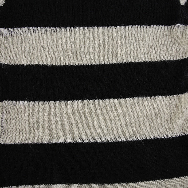 V-neck stripe long sleeve knitted sweater top from The Clothing Company Sydney featuring casual vintage autumn pullover design.