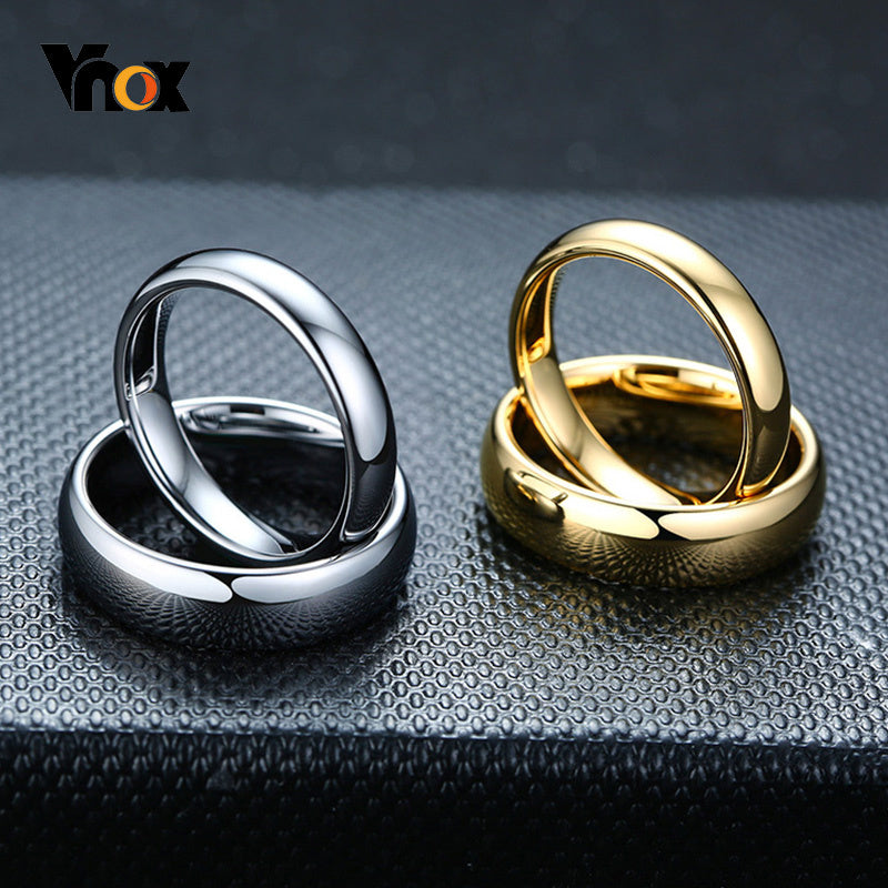 Anti-scratch tungsten wedding rings for women and men, simple and classic wedding bands from The Clothing Company Sydney.
