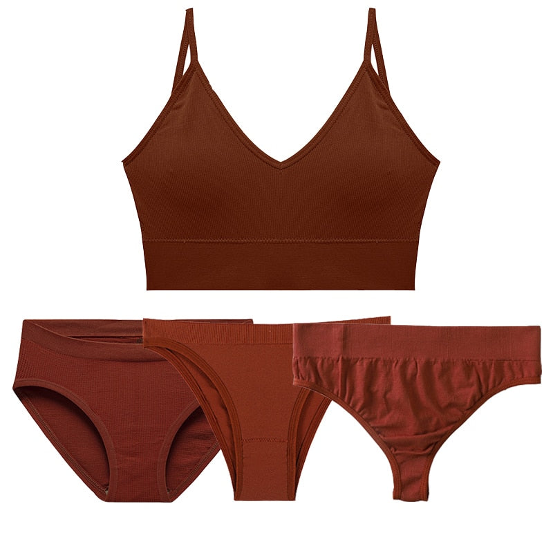 5-piece cotton underwear set including seamless bra, G-string, and panties from The Clothing Company Sydney, soft and comfortable.