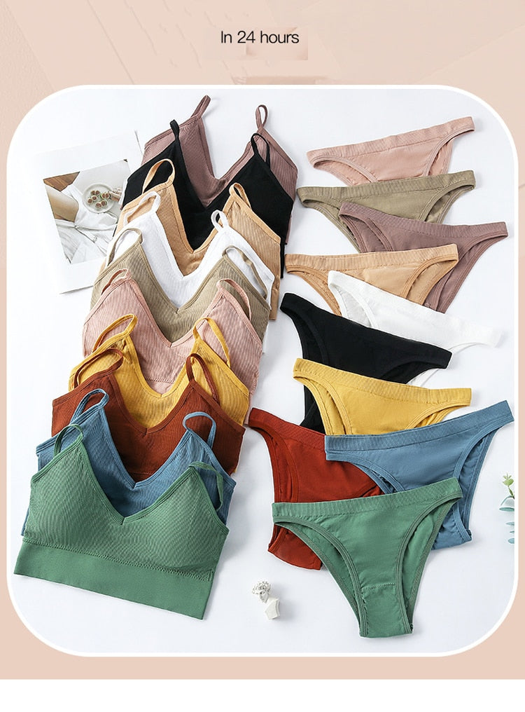 5-piece cotton underwear set including seamless bras, G-strings, and panties from The Clothing Company Sydney.