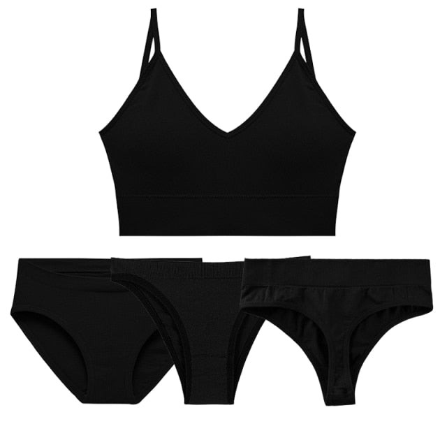 5-piece cotton underwear set including seamless bra, G-string, and panties from The Clothing Company Sydney, soft and comfortable.