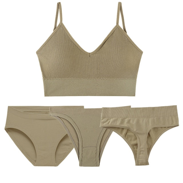 5-piece cotton underwear set including seamless bra, G-string, and panties from The Clothing Company Sydney, soft and comfortable.
