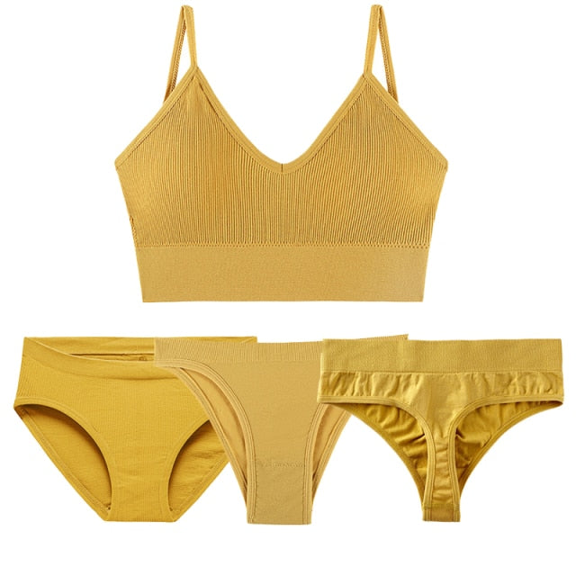 5-piece cotton underwear set including a seamless bra, G-string, and panties from The Clothing Company Sydney.