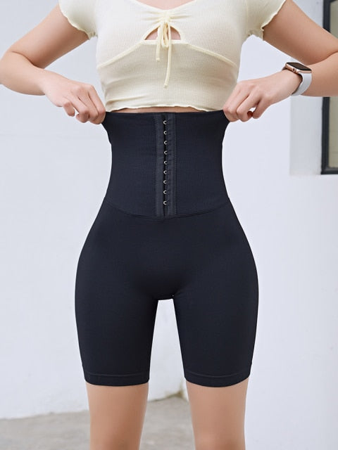 High-waist postpartum fitness corset leggings from The Clothing Company Sydney, seamless yoga pants for gym and workout training.
