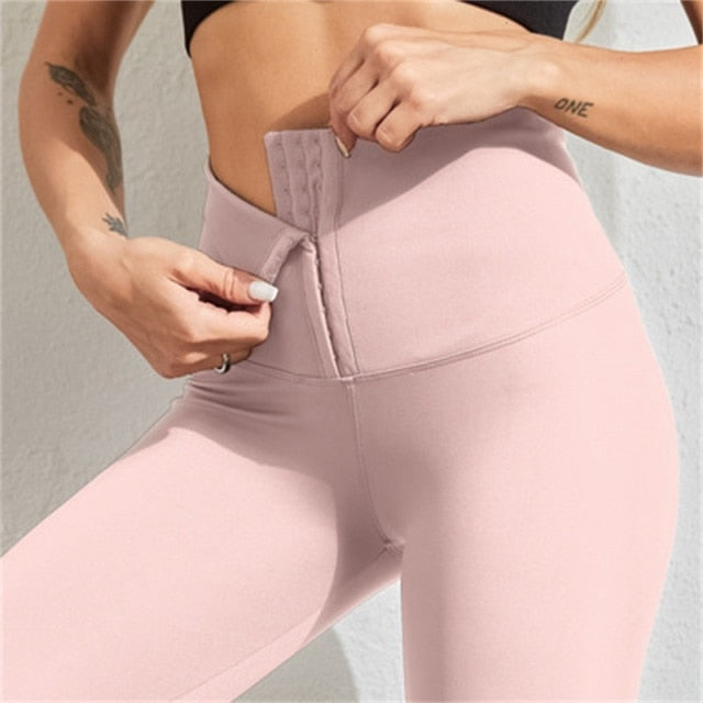 Seamless high-waist postpartum yoga leggings by The Clothing Company Sydney, designed for fitness, gym, and running workouts.