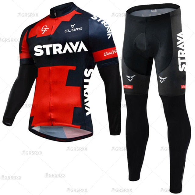 Thermal fleece cycling pants from The Clothing Company Sydney, designed for winter and autumn long-sleeve cycling sportswear.