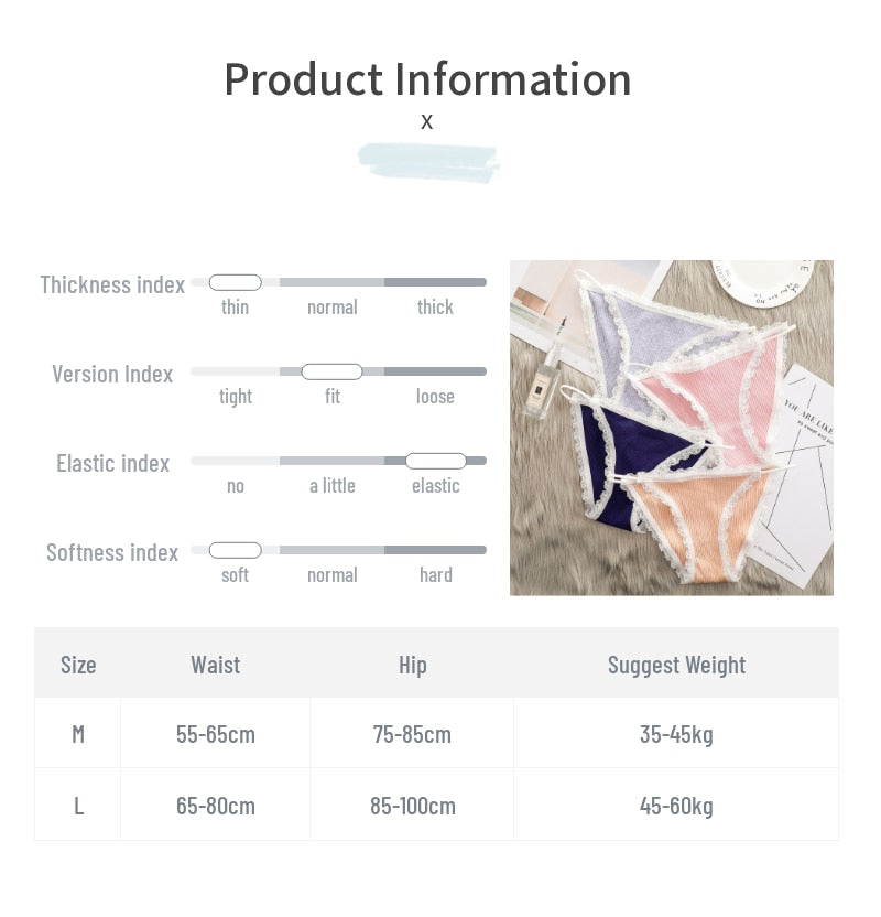 Breathable cotton underwear by The Clothing Company Sydney featuring cute lace, striped design, and comfortable briefs.