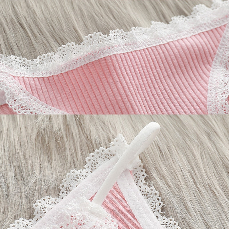 Breathable cotton underwear by The Clothing Company Sydney featuring cute lace, striped design, and comfortable brief style.