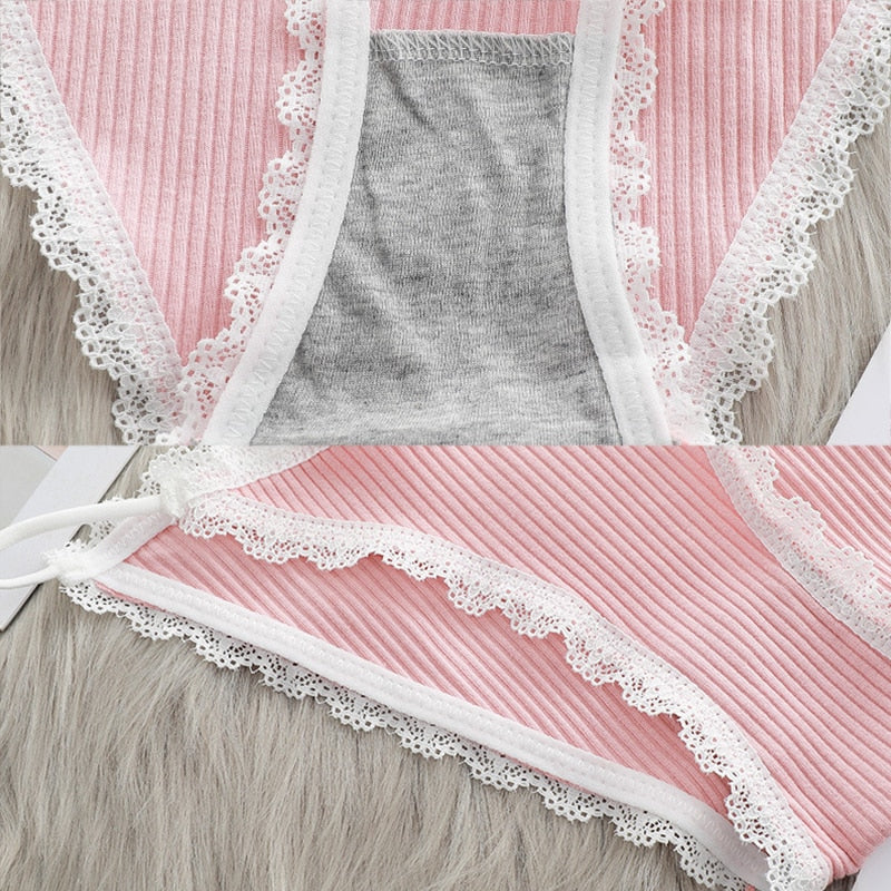 Breathable cotton underwear by The Clothing Company Sydney featuring cute lace, striped design, and comfortable briefs.