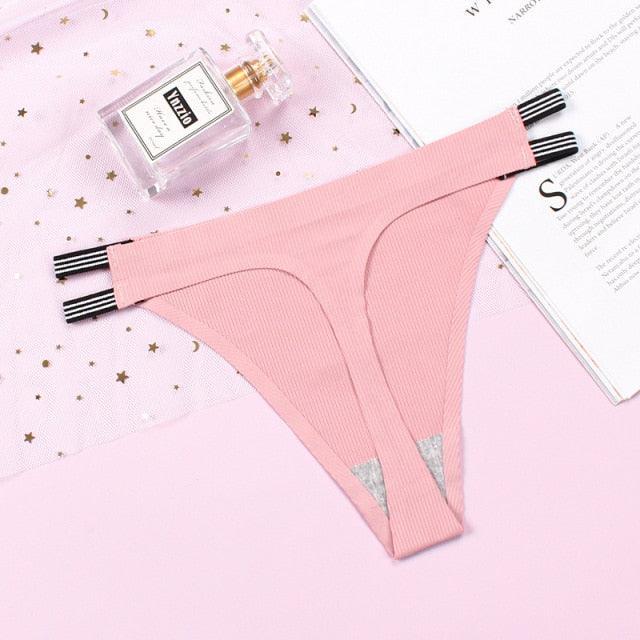 Two seamless thong panties from The Clothing Company Sydney, featuring elegant g-string design and comfortable lingerie fit.