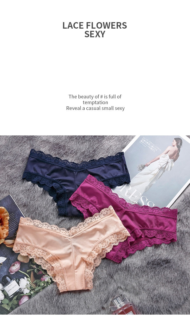 Hollow out lace and silk satin underwear briefs by The Clothing Company Sydney, featuring comfortable and elegant design.