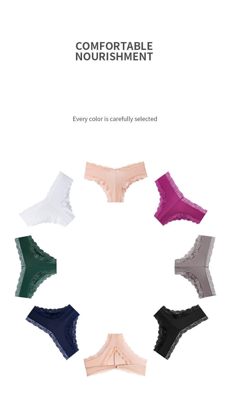 Lace and silk satin lingerie briefs with hollow-out design, comfortable underwear by The Clothing Company Sydney.
