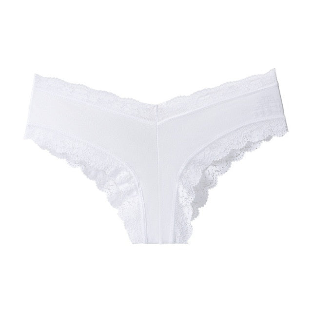 Lace and silk satin underwear briefs with hollow out design, comfortable fit, from The Clothing Company Sydney.