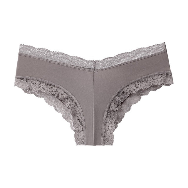 Lace silk satin briefs from The Clothing Company Sydney featuring hollow-out design, elegant underwear for comfort and style.
