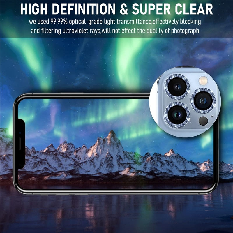 Luxury camera lens protector glass for iPhone 13, 12, 11 Pro Max from The Clothing Company Sydney, protects rear camera lens.