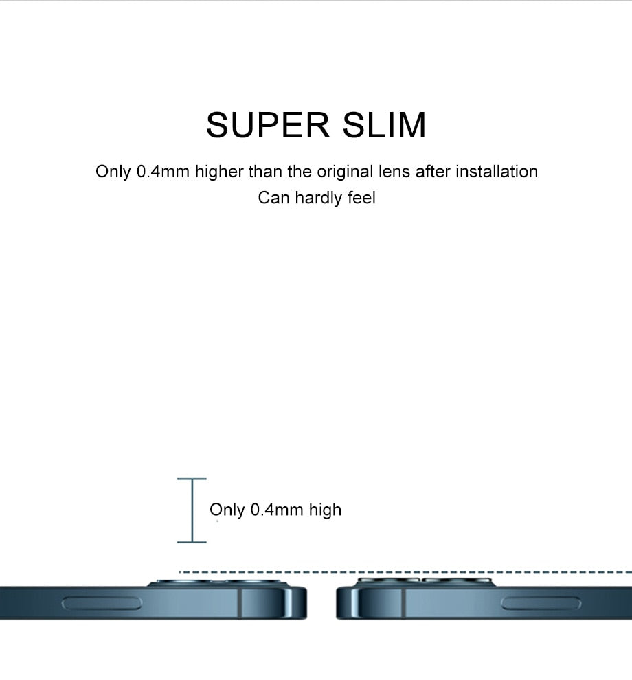 Luxury camera lens protector glass for iPhone 13, 12, 11 Pro Max; protective back lens cover by The Clothing Company Sydney.