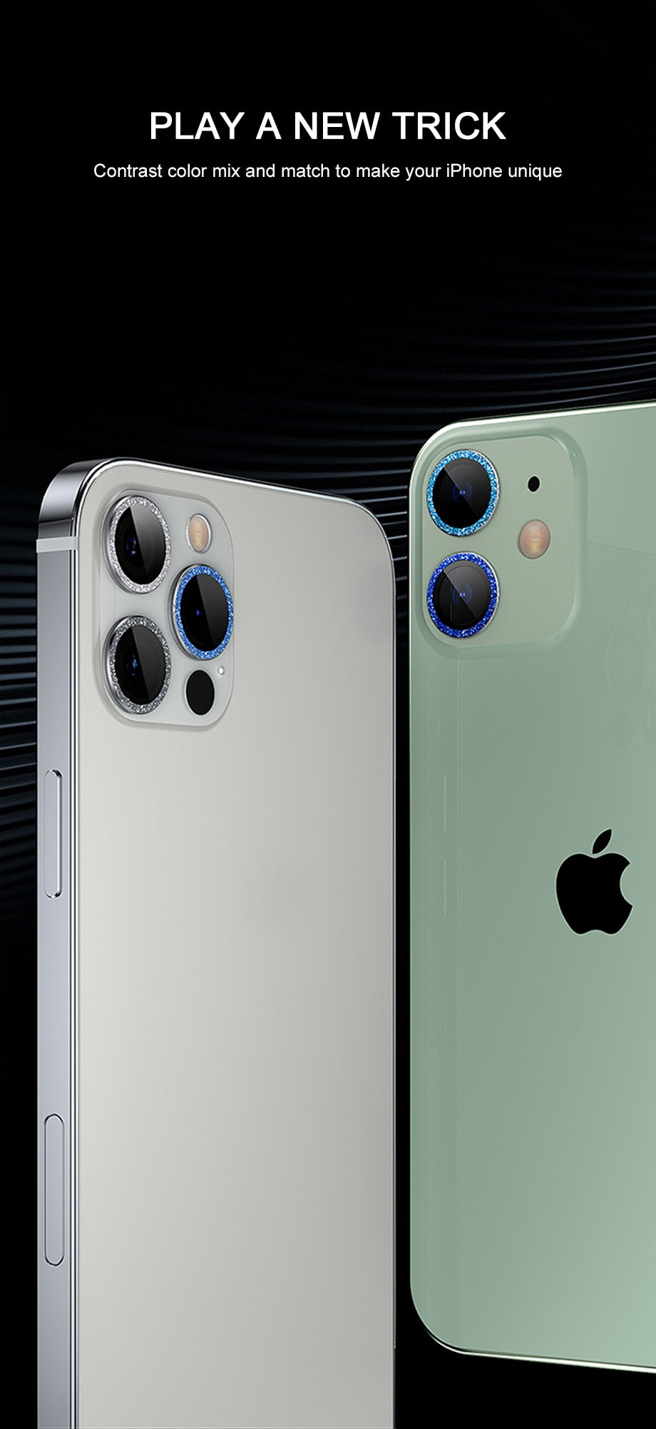 Luxury camera lens protector glass for iPhone 12, 13, 11 Pro Max from The Clothing Company Sydney, protects back camera lens.