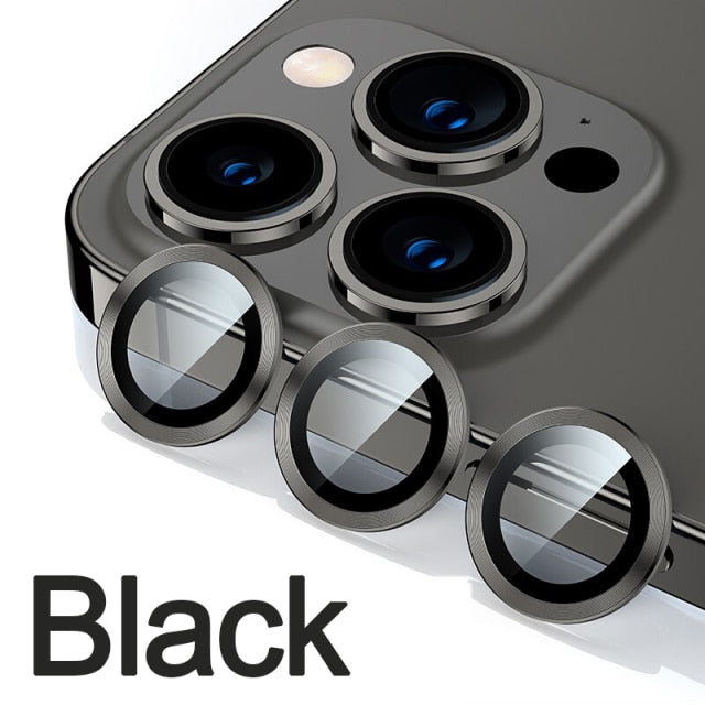 Luxury camera lens protector glass for iPhone 13, 12, 11 Pro Max, protecting the back camera lens from scratches.