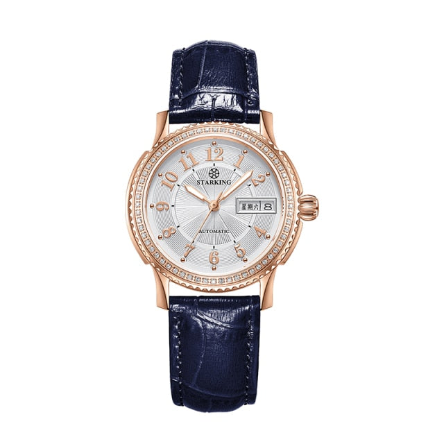 Ladies stainless steel wristwatch with sapphire crystal, automatic self-wind Miyota movement, bracelet style for elegant wear.