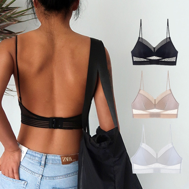Backless Beauty Back Bra from The Clothing Company Sydney, in 1 or 2 pack, with gather push-up style, seamless lingerie bralette top.