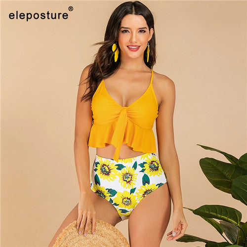 2 Piece High Waist Swimwear Ruffle Swimsuit Vintage Retro Bikini Set Plus Size Bathing Suits Summer Beachwear The Clothing Company Sydney