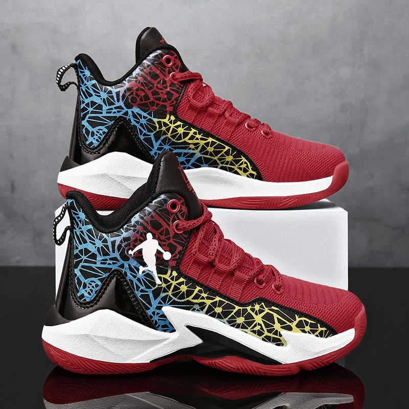 Kids' basketball sneakers by The Clothing Company Sydney, non-slip outdoor trainers for boys and girls, with sporty design and durable soles.