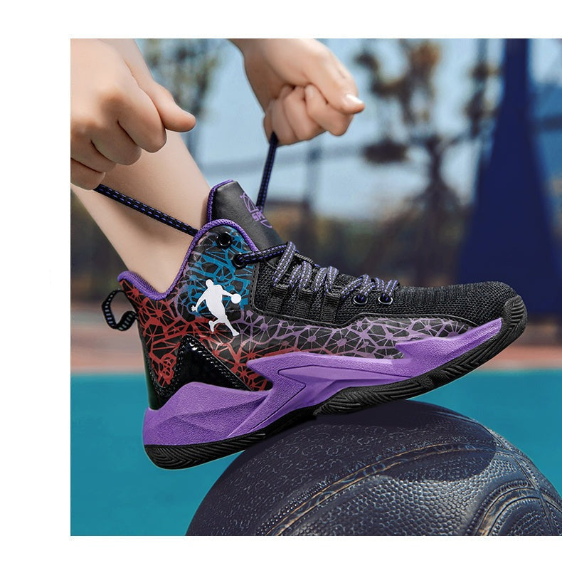 Children's basketball shoes by The Clothing Company Sydney, non-slip outdoor trainers for boys and girls, suitable for sports and play.