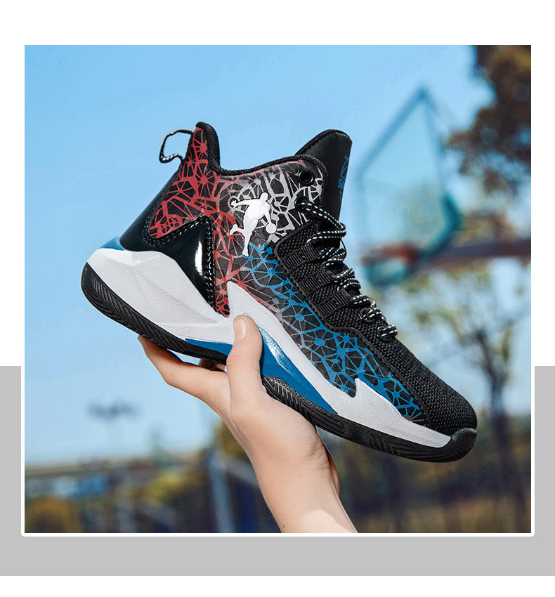 Kids' basketball sneakers by The Clothing Company Sydney, non-slip outdoor trainers for boys and girls, durable sports shoes.