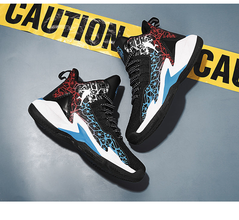 Kids basketball sneakers by The Clothing Company Sydney featuring non-slip outdoor trainers for boys and girls, ideal for sports.