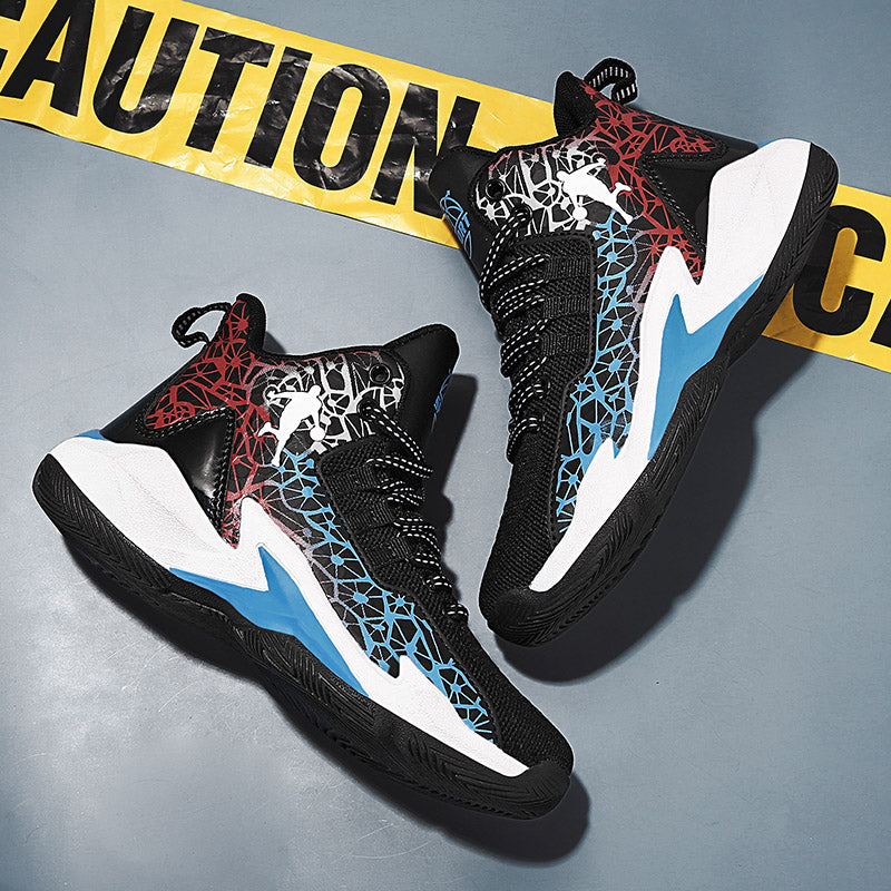 Kids' basketball sneakers by The Clothing Company Sydney, non-slip outdoor trainers for boys and girls, sporty and durable shoes.