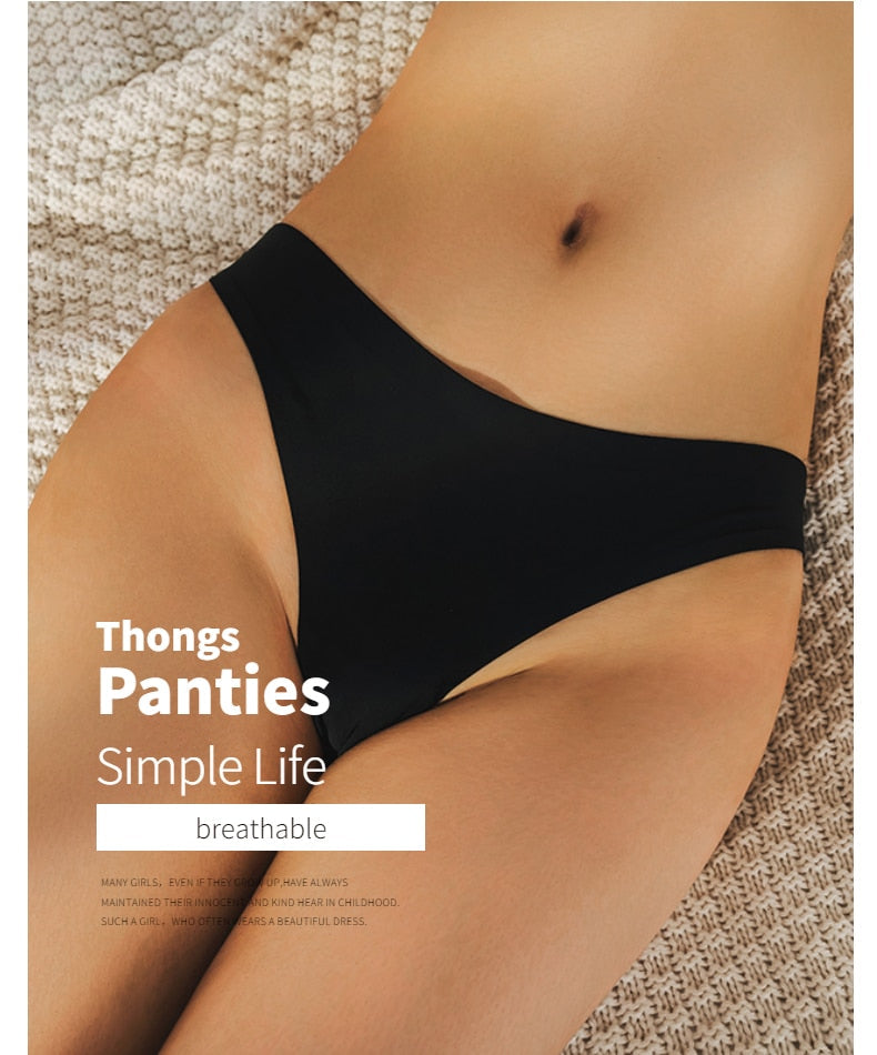 Three pack of satin seamless G-string underwear from The Clothing Company Sydney, featuring smooth, lightweight lingerie briefs and thongs.