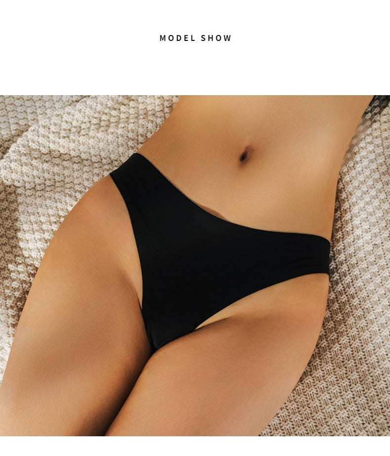 Three-pack of satin seamless G-strings and thong underwear from The Clothing Company Sydney, featuring comfortable lingerie briefs.