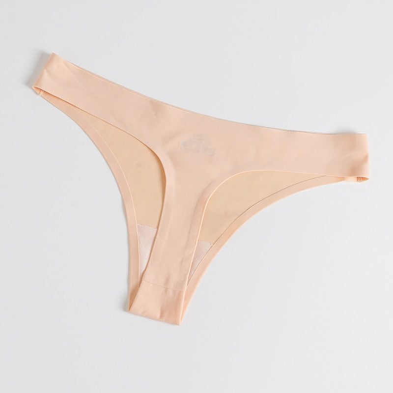 Three-pack of seamless satin G-string underwear from The Clothing Company Sydney, featuring comfortable lingerie briefs and thongs.