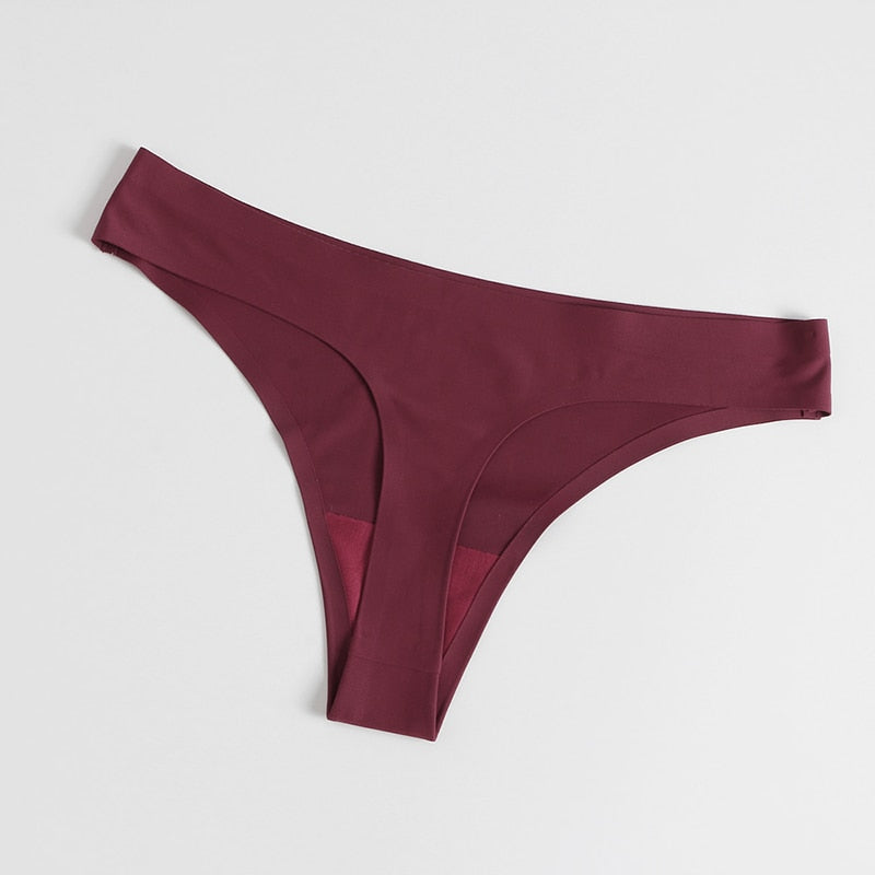 Three seamless satin G-string underwear briefs from The Clothing Company Sydney, featuring smooth, comfortable lingerie underpants.
