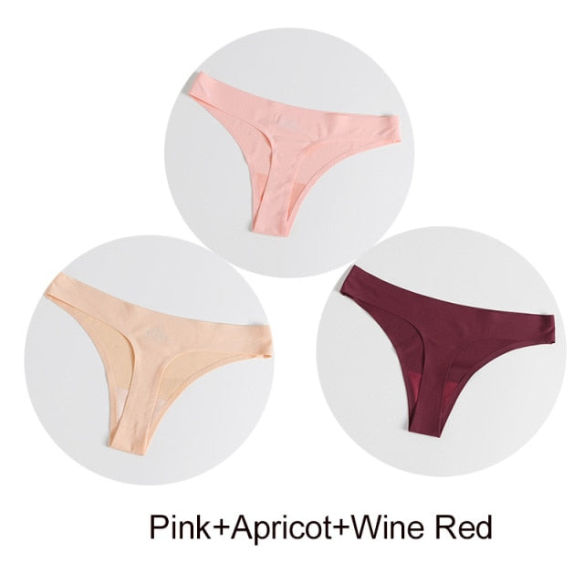 Three-pack of satin seamless G-string underwear from The Clothing Company Sydney, featuring comfortable, stylish lingerie briefs and thongs