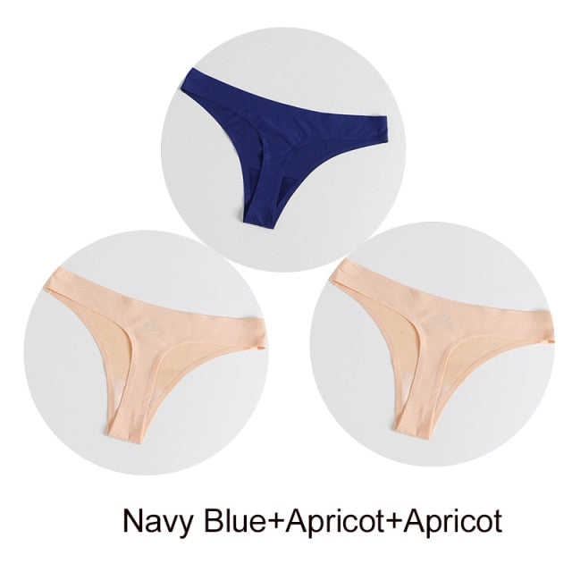 Three-pack of satin seamless G-string underwear from The Clothing Company Sydney, featuring comfortable and stylish lingerie briefs.
