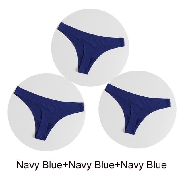 Three-pack of satin seamless G-strings and thong underwear from The Clothing Company Sydney, showcasing smooth, comfortable lingerie.