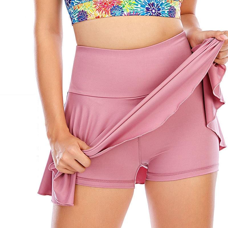 Black 2-in-1 sports gym golf and yoga skort with pleated tennis skirt design, from The Clothing Company Sydney.