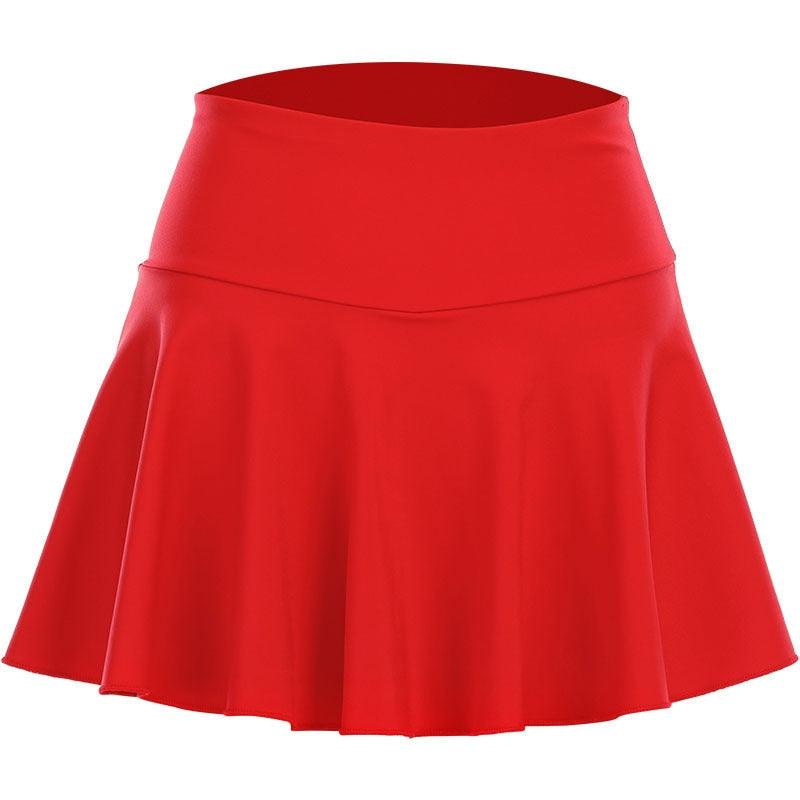 2-in-1 sports gym and tennis skort from The Clothing Company Sydney, featuring pleated mini skirt design with built-in shorts for active wear.