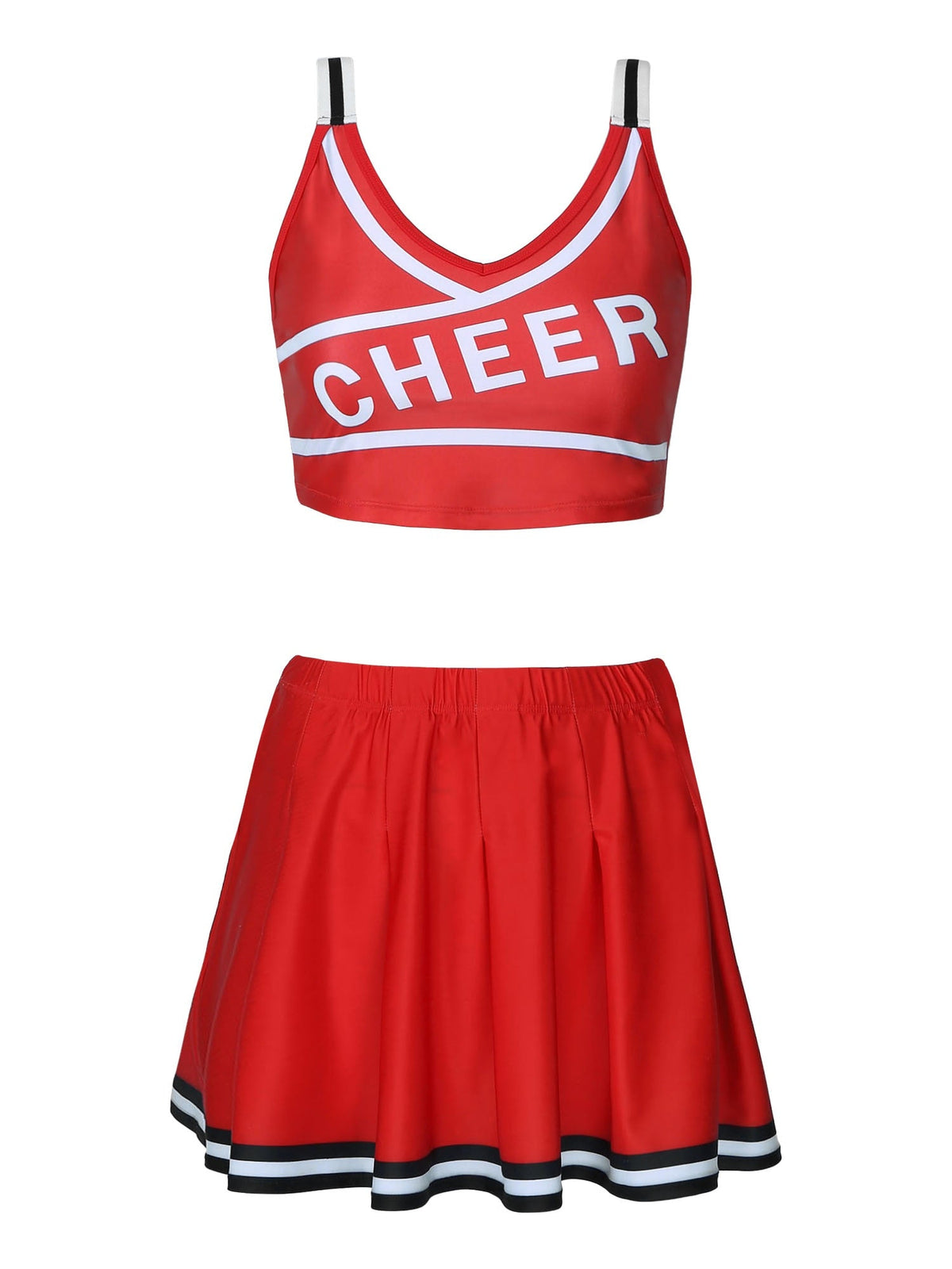 Two-piece cheerleader cosplay lingerie set by The Clothing Company Sydney, featuring a festive Halloween costume with uniform-style details.