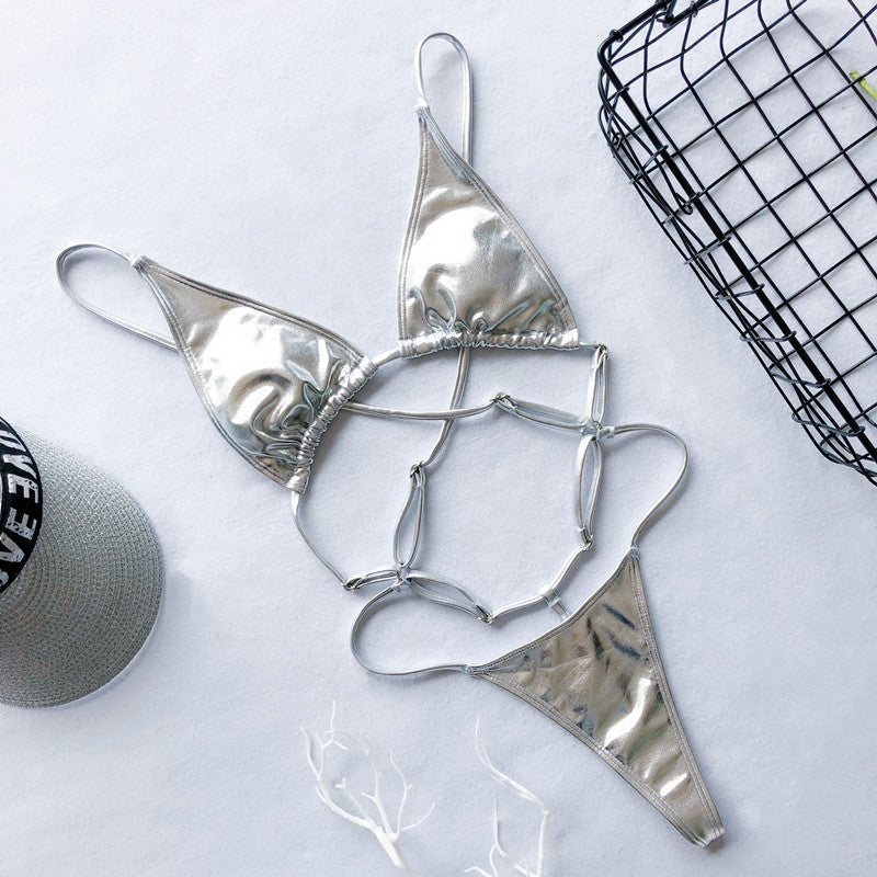 Backless high-cut G-string one-piece swimsuit by The Clothing Company Sydney featuring micro thong design and sleek swimwear style.