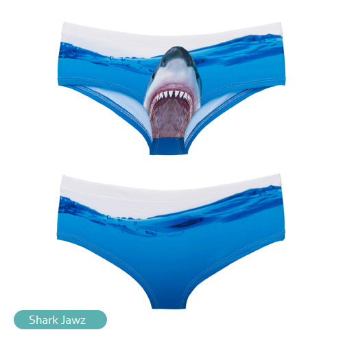 3D humorous printed knicker panties lingerie in 20 designs, featuring playful patterns and colorful fabric from The Clothing Company Sydney.