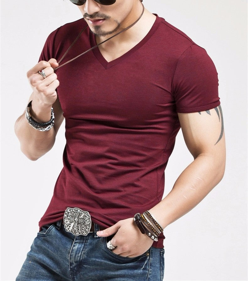 Elastic V neck Casual Mens T Shirt in 20 Colours The Clothing Company Sydney