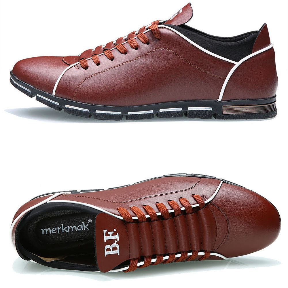 Casual men's leather lace-up flat loafer shoes by The Clothing Company Sydney, featuring a sleek design and comfortable fit.