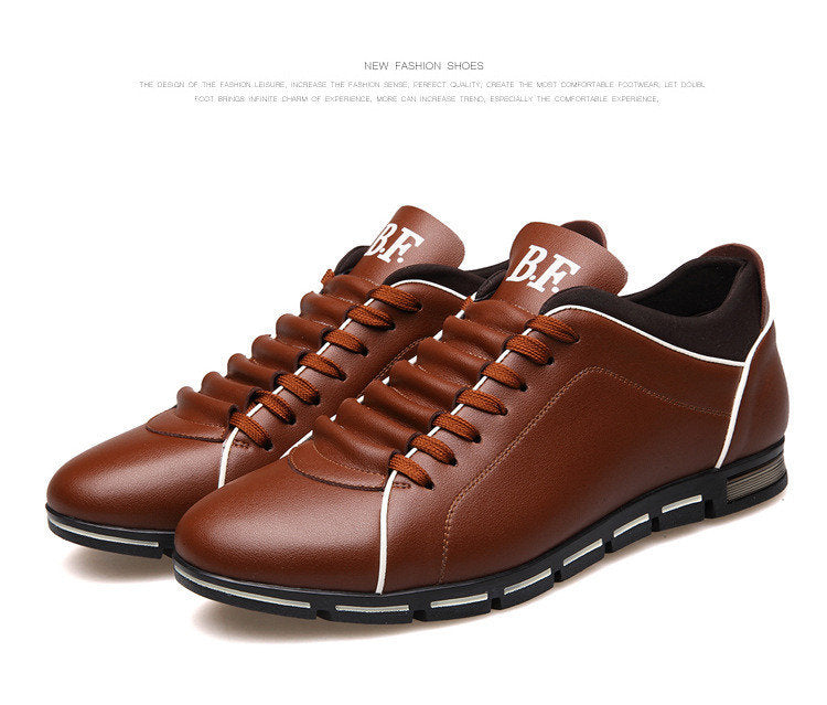 Casual men's leather flat loafer shoes with lace-up design by The Clothing Company Sydney, showcasing a stylish and comfortable footwear option.